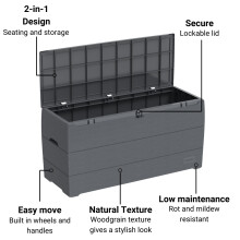 270L Outdoor Plastic Storage Box Chest Garden Furniture with Locking