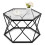 Costway Geometric Glass Coffee Table Hexagonal End Table w/ Tempered Glass Top 1
