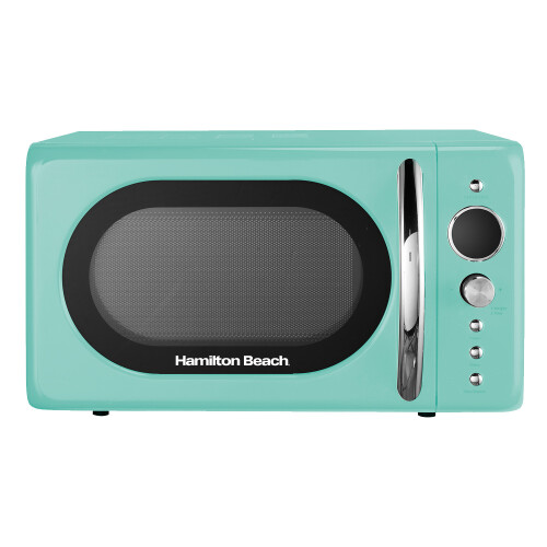 Hamilton Beach 20L Retro Mint Microwave - 700W, 8 Auto-Cook Presets, Child Lock, Digital Timer