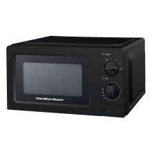 Hamilton Beach 20L Standard Black Microwave, 700W, 6 Power Levels, Speed Defrost, Manual Dials, 30-Min Timer, Energy-Saving