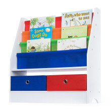 (Multi Colour) LIVIVO Colorful Children Book Shelf with Sling Storage Rack
