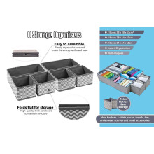 6-Piece Foldable Drawer Organiser Set - Collapsible Fabric Storage Bins for Socks, Bras, Ties, Underwear, and Wardrobe Drawers