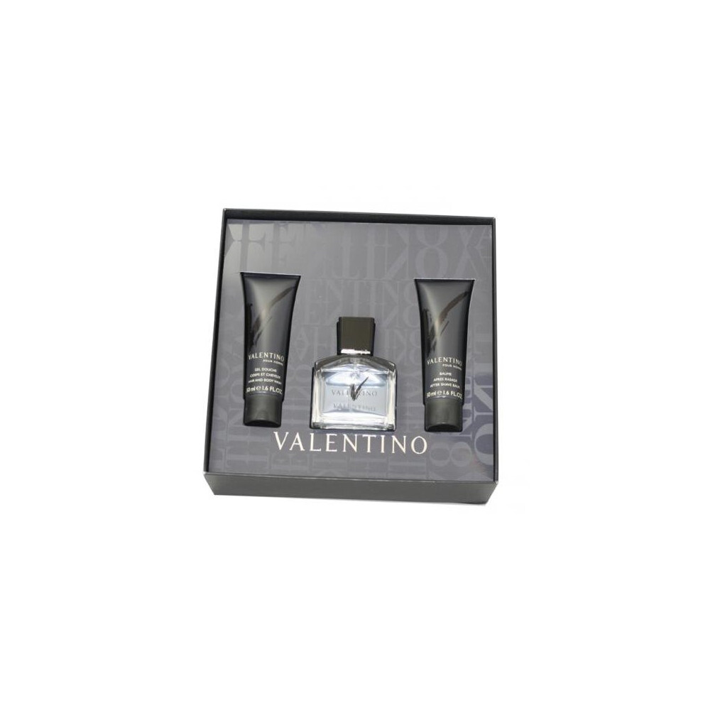 V Valentino 3 Pcs Set For Men: 1.6 Edt Sp + 1.6 Oz Body Wash + 1.6 After Shave Balm