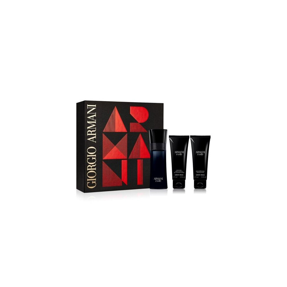 Armani Code 3 Pcs Set For Men: 2.5 Eau De Toilette Spray + 2.5 All Over Body Shampoo + 2.5 After Shave Balm (Hard Box)