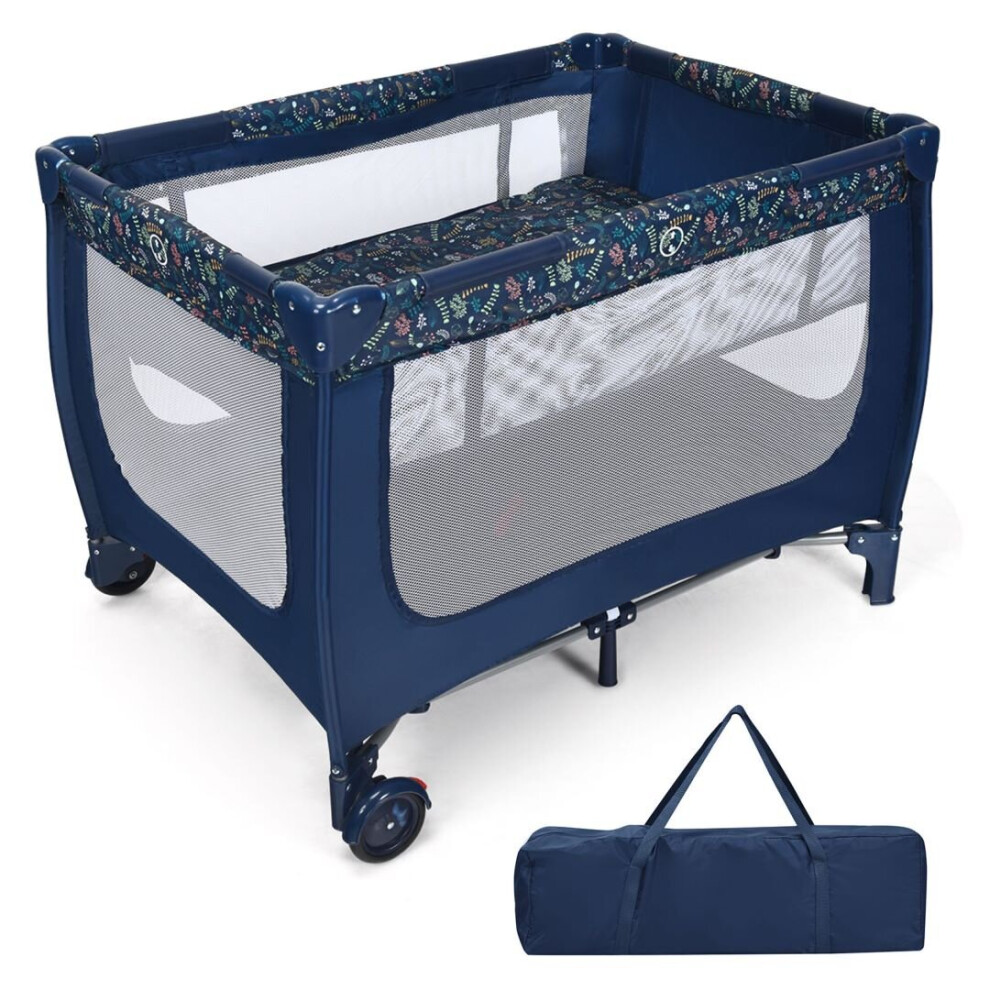 Casart Bassinet Cot Bed Toddler Activity Center Foldable Baby Playpen Withbag