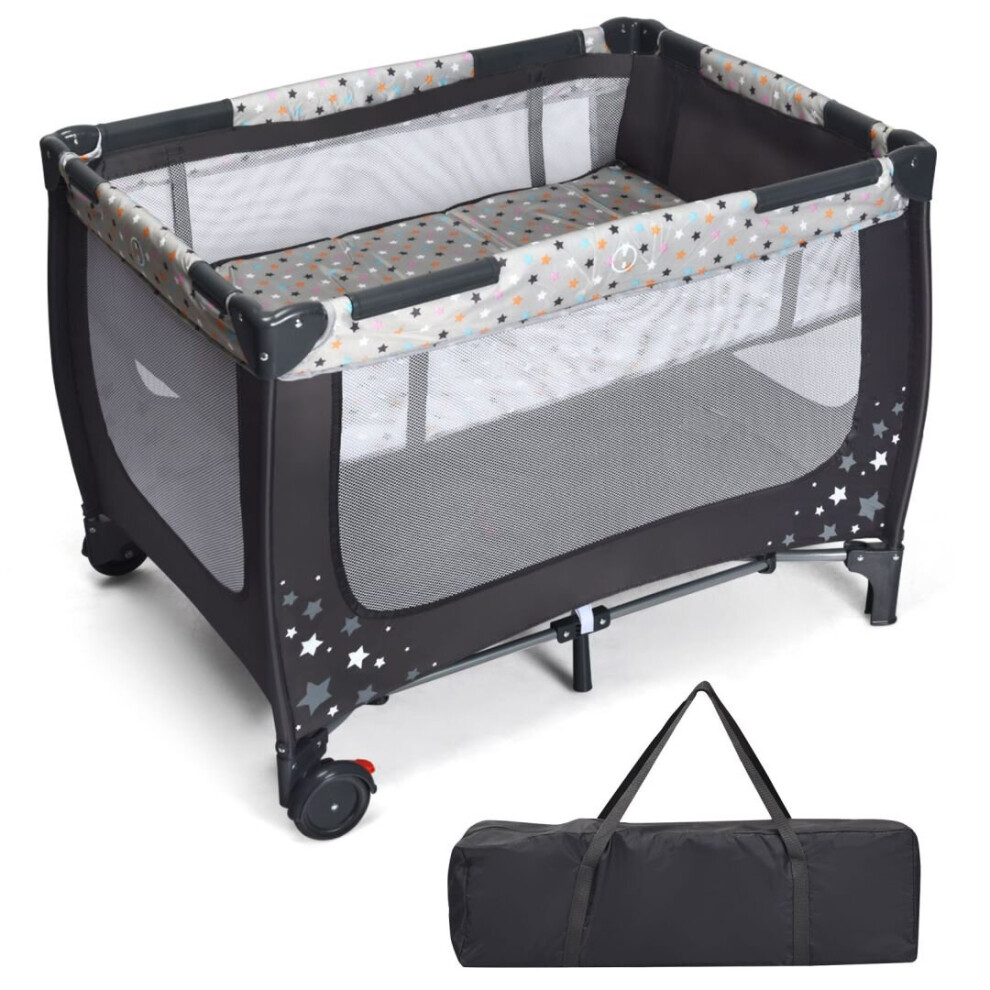 Casart Bassinet Cot Bed Toddler Activity Center Foldable Baby Playpen Withbag