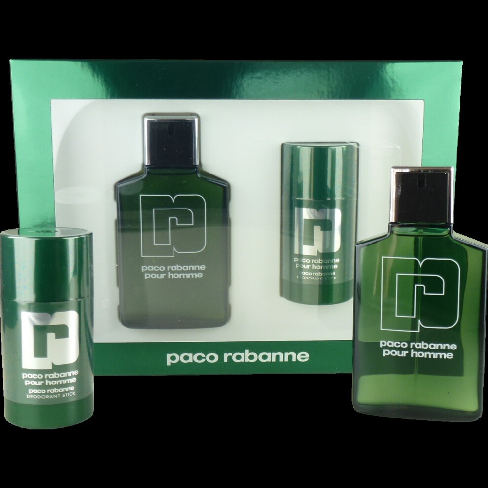 Paco Rabanne 2 Pcs Set For Men: 3.4 Edt Sp + 2.2 Deodorant Stick