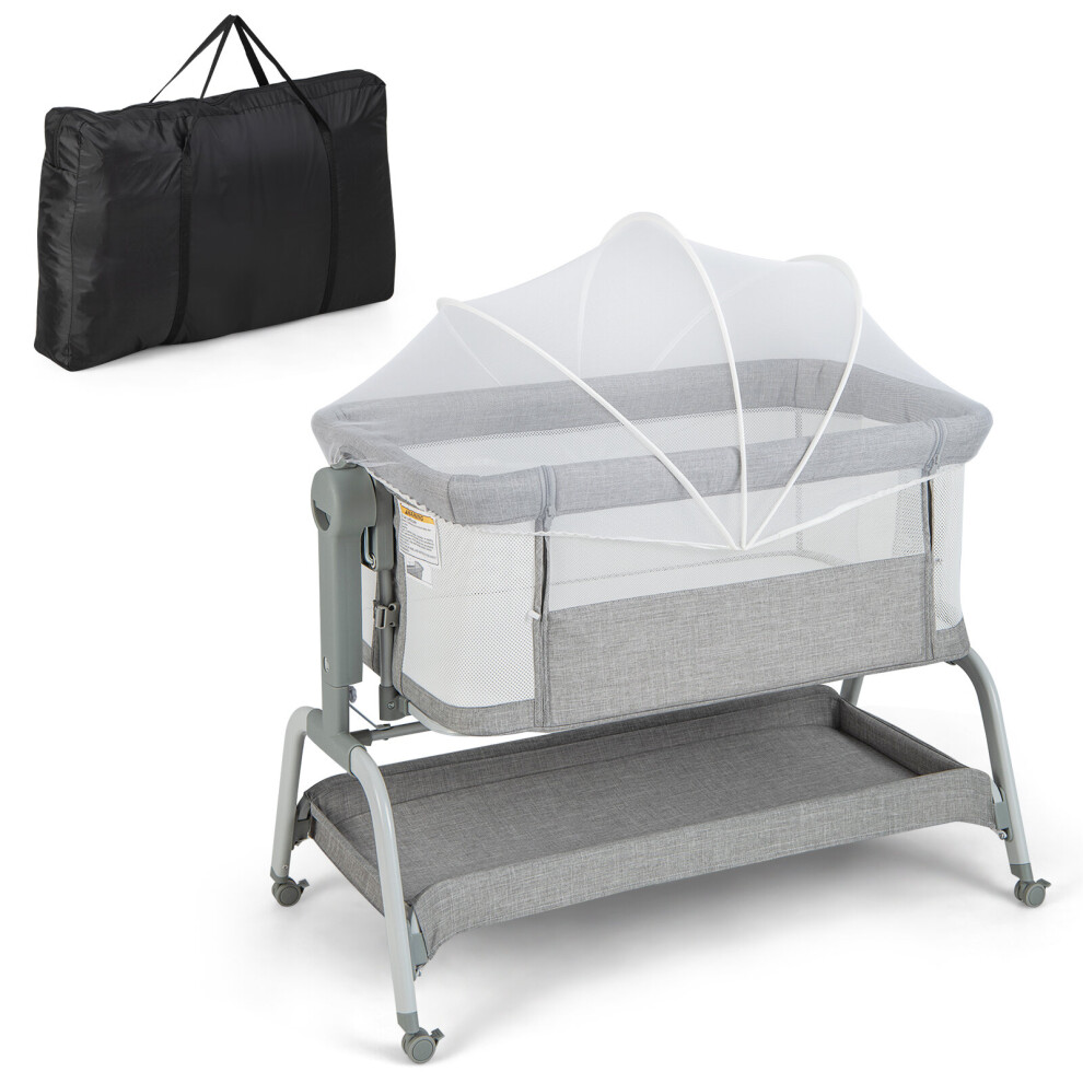 Baby Bassinet Newborn Infant Bedside Sleeper Cot w/6 Adjustable Height