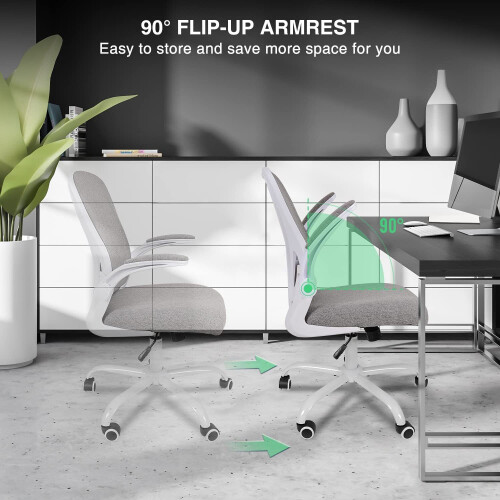 ELECWISH (Dark Grey) Mesh Office Chair Flip-Up Armrest Ergonomic Seat 1