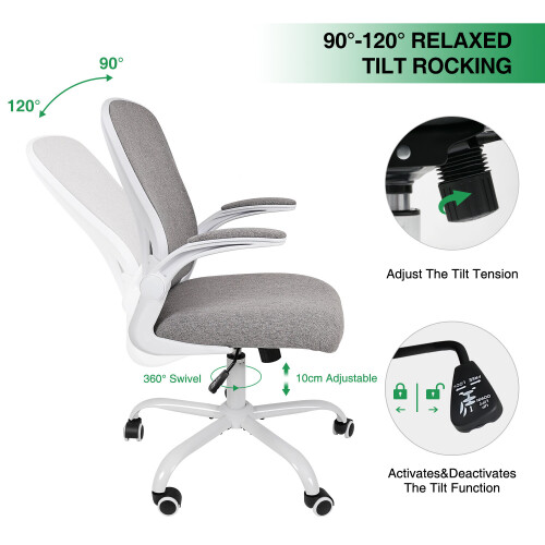 ELECWISH (Dark Grey) Mesh Office Chair Flip-Up Armrest Ergonomic Seat 2