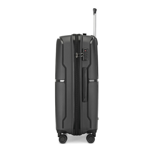 (20 inch) Black Texture Design 14/20/24/28 Inch PP Hard Shell Suitcase 1