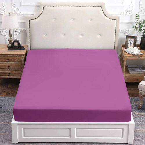 (Single Fitted Sheet) Hotel Quality Soft Fitted Sheets Purple Bed Sheet 1