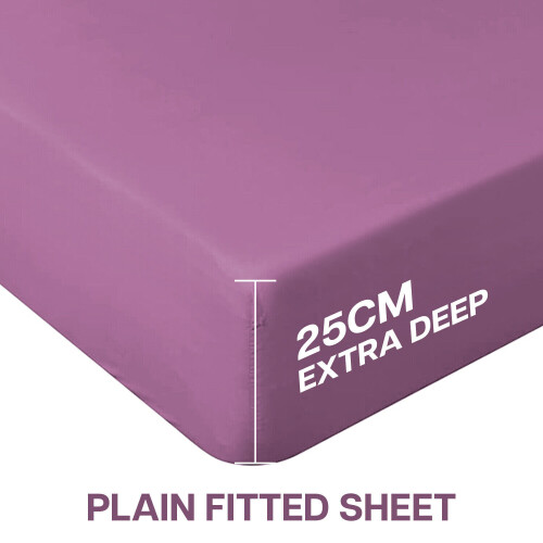 (Single Fitted Sheet) Hotel Quality Soft Fitted Sheets Purple Bed Sheet 2