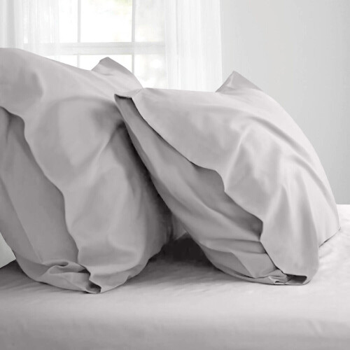 (Silver, Pillowcases Pair) Plain Duvet Quilt Cover Bedding Set & Pillowcases