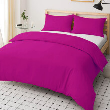 (Purple, Single: 137 x 200 cm) Plain Duvet Quilt Cover Bedding Set & Pillowcases