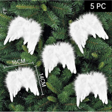 5X MINI FEATHER ANGEL WINGS CHRISTMAS TREE DECORATION HANGING ORNAMENT