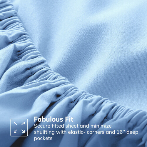 (King 40cm Fitted Sheet (152x200 cm)) Sky Blue Bed Sheet Extra Deep Fitted Sheets 1