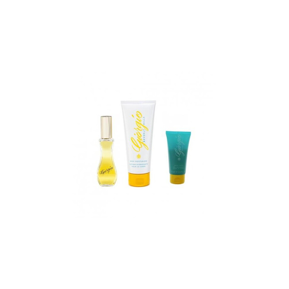 Giorgio Yellow 3 Pcs Set: 3 Oz Edt Sp + 6.7 Body Moisturizer + 2.5 Body Wash