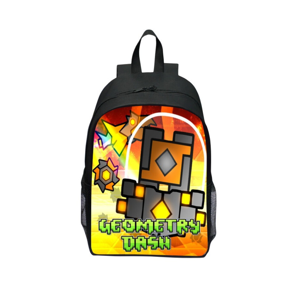 (Yellow Backpack) Geometry Dash Cartoon Backpack Pencil Case Large Capacity Schoolbag Travel Bags-image-OPC-PBYFKMY-NEW
