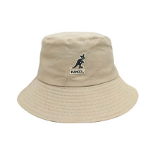 (Khaki) Kangol Washed Classic Bucket Hat Cotton Round Top Wide Brim Unisex Headwear