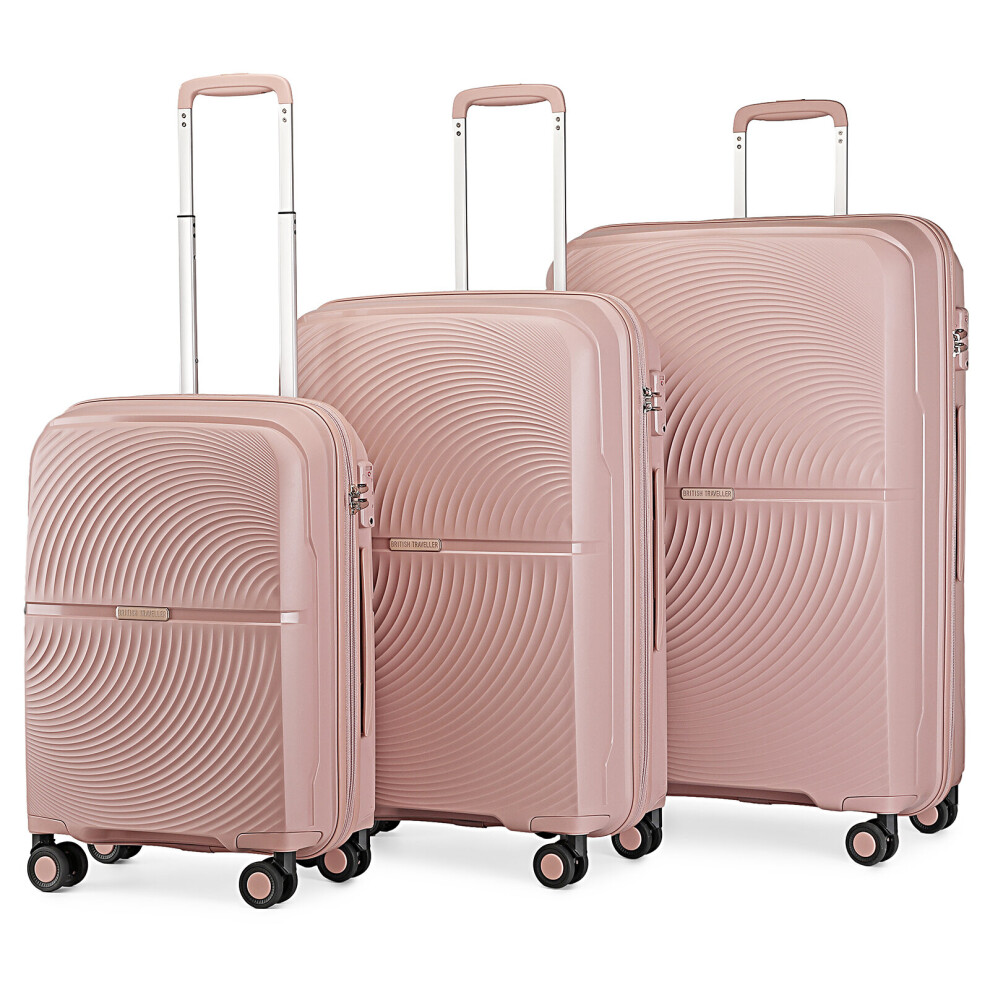 British Traveller 20/24/28 Inch Spinner Hard Shell PP Suitcase Set