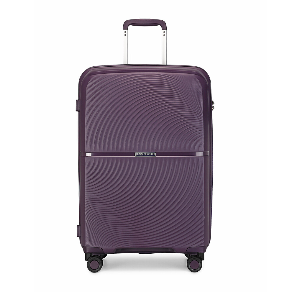 (Purple 24 inch) British Traveller 14/20/24/28Inch PP Hard Shell Suitcase