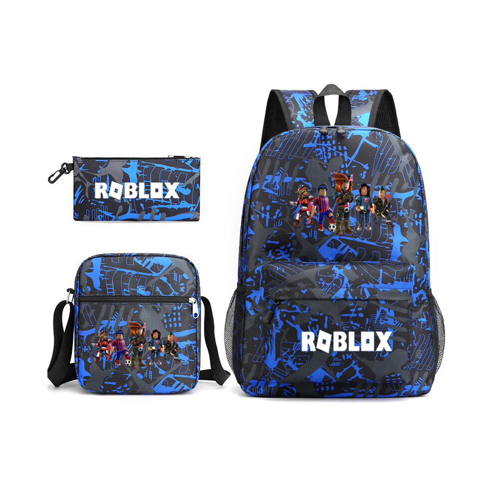 (Rbo-17) 3Pcs Gamer Roblox Backpack Teenager Large Capacity Laptop Shoulder Lunch bag Pencil Case