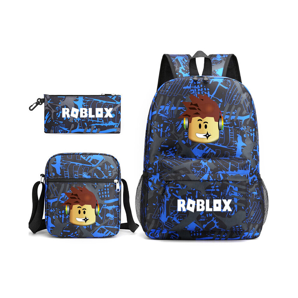 (Rbo-08) 3Pcs Gamer Roblox Backpack Teenager Large Capacity Laptop Shoulder Lunch bag Pencil Case