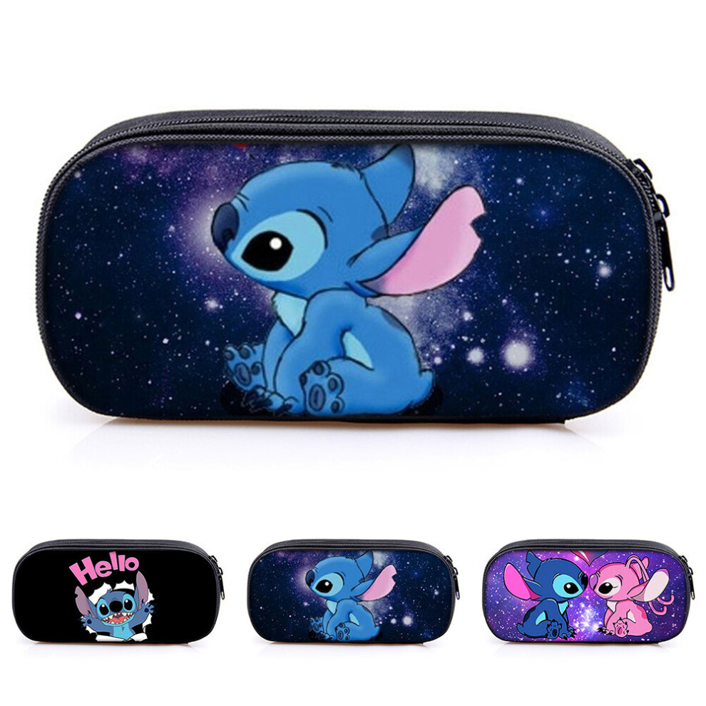 (C) Stitch Kids Pencil Case Large Capacity School Students Pens Storage Pouch Stationery Organizer Bag Holder with Zipper