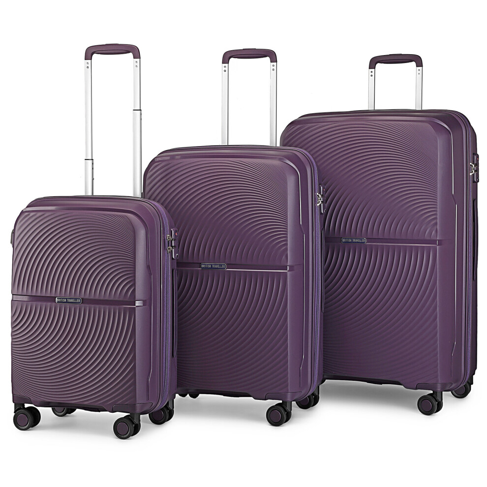 British Traveller 20/24/28 Inch Spinner Hard Shell PP Suitcase Set