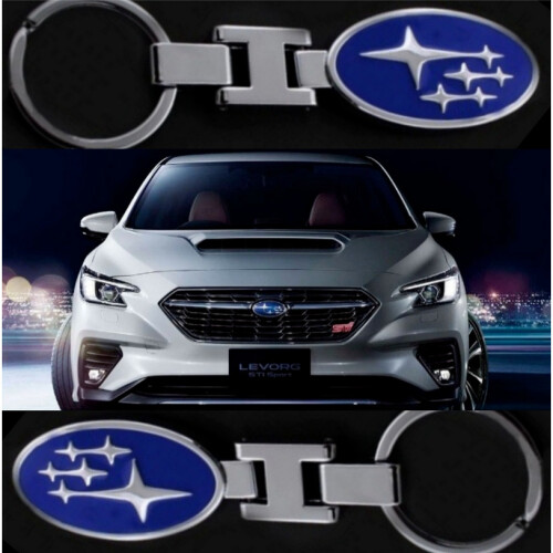 Stainless Keyring Key Ring Key Chain with Subaru Logo Blue Style 1