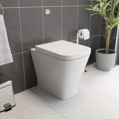 Back To Wall BTW Toilet Pan Soft Close Seat Concealed Cistern Dual Flush Button 1