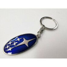 Stainless Keyring Key Ring Key Chain with Subaru Logo Blue Style