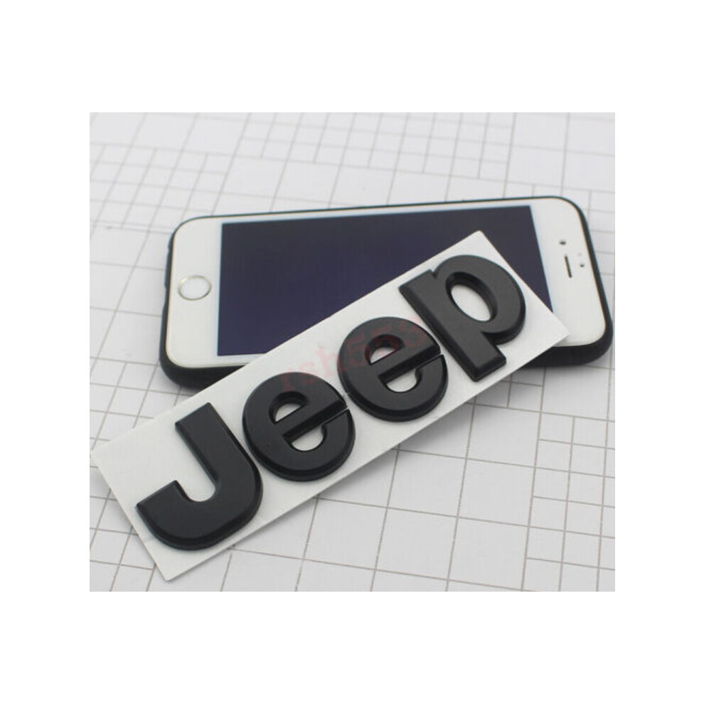 Newjass Jeep Car Metal Badge Trunk Bonnet Emblem Cherokee Wrangler Renegade Black