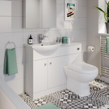 Modern Bathroom Toilet & Basin Sink Vanity Unit 1TH Furniture 1050mm Matte White