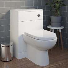 Bathroom BTW Back to Wall Toilet Cloakroom Unit Modern White Gloss D Shaped 300
