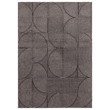 (Small 80x150cm) Muse MU01 Geometric Stripe Woven Rugs in Charcoal Grey