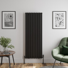 Black Designer Radiator Vertical Oval Double Panel Rad 1600x600mm Steel Modern