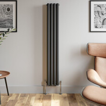 Anthracite Designer Radiator Vertical Oval Column Double Panel Rad 1600x240mm