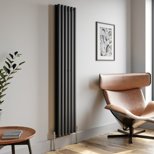 Anthracite Designer Radiator Vertical Oval Column Double Panel Rad 1800x360mm 1