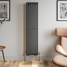 Anthracite Designer Radiator Vertical Oval Column Single Panel Rad 1600x360mm