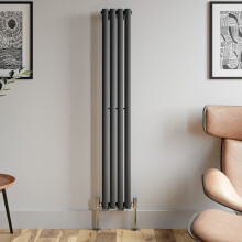 Anthracite Designer Radiator Vertical Oval Column Single Panel Rad 1600x240mm