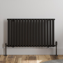Black Designer Radiator Horizontal Oval Single Panel Rad 600x1020mm Steel Modern