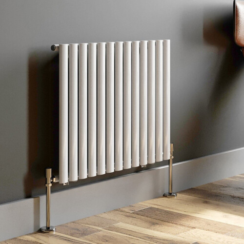 White Designer Radiator Horizontal Oval Column Single Panel Rad 600x780mm NDT 1