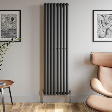 Anthracite Designer Radiator Vertical Oval Column Single Panel Rad 1800x480mm