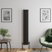 Black Designer Radiator Vertical Oval Double Panel Rad 1600x240mm Steel Modern