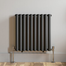 Anthracite Designer Radiator Horizontal Oval Column Double Panel Rad 600x600mm