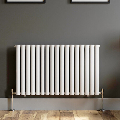 Horizontal 600 x 1020mm Radiator Single Panel Oval Tube Column White Modern