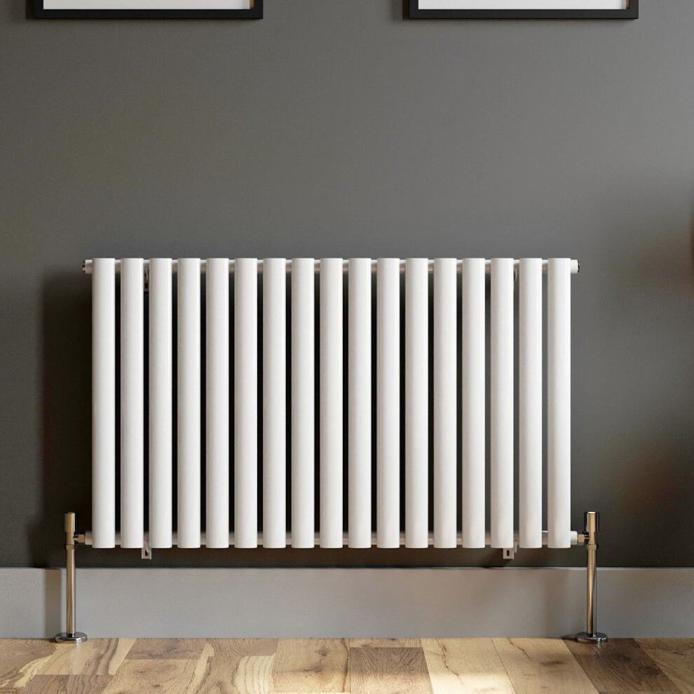 Horizontal 600 x 1020mm Radiator Single Panel Oval Tube Column White Modern