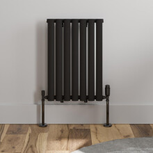 Black Designer Radiator Horizontal Oval Single Panel Rad 600x420mm Steel Modern